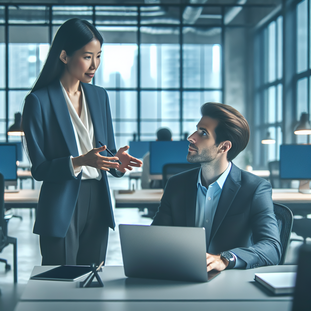 A professional team working on scaling software startups mentorship solutions in a modern office environment with natural lig